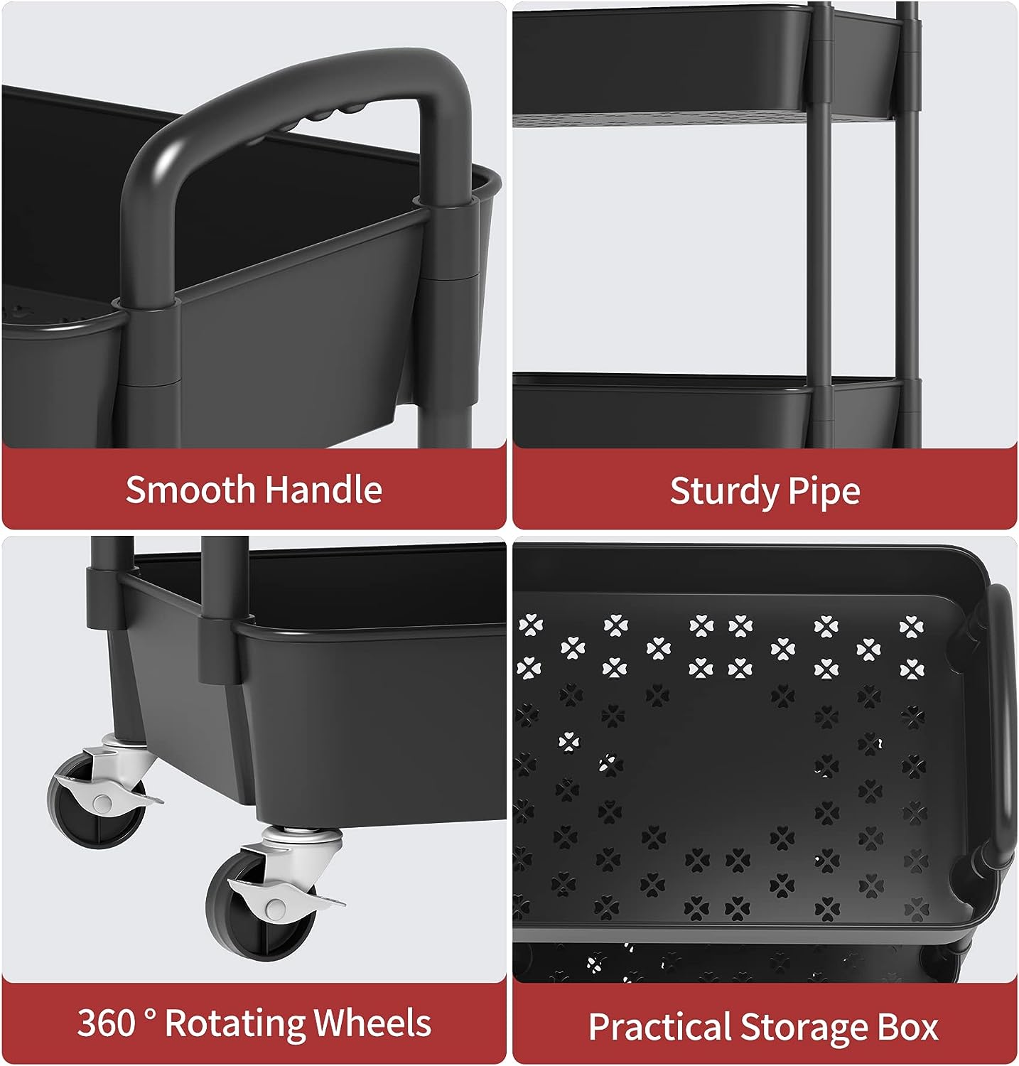 Plastic Rolling Utility Cart, Storage Trolley, Movable Storage Organizer, Storage Cart -3 Tier Plastic Rolling Utility Cart, Storage Trolley, Movable Storage Organizer, Storage Cart -3 Tier